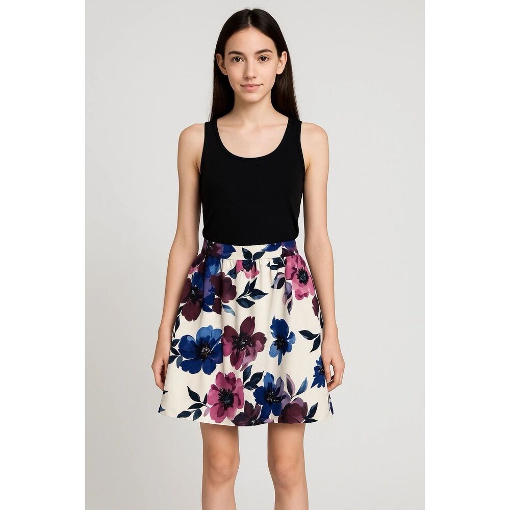 Xtraordinary Sz 3 JR Purple, Blue, Pink Floral Mini Skirt Poofy Fancy Pocket